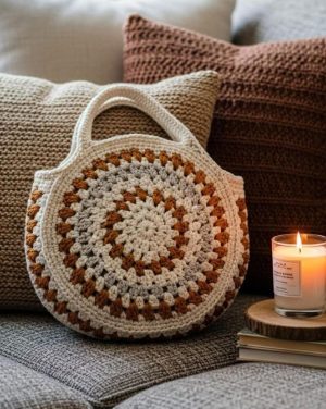 round crochet handbag